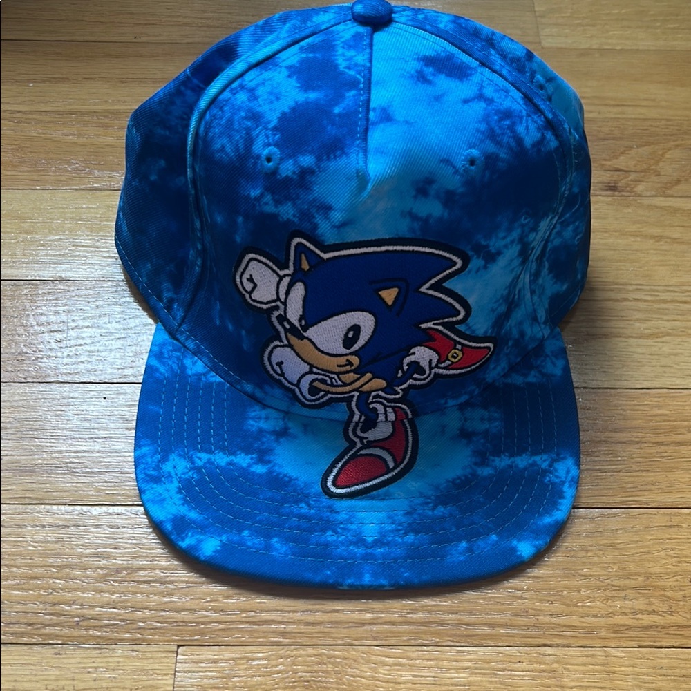 Blue Tie-Dye Cap with Sonic Design